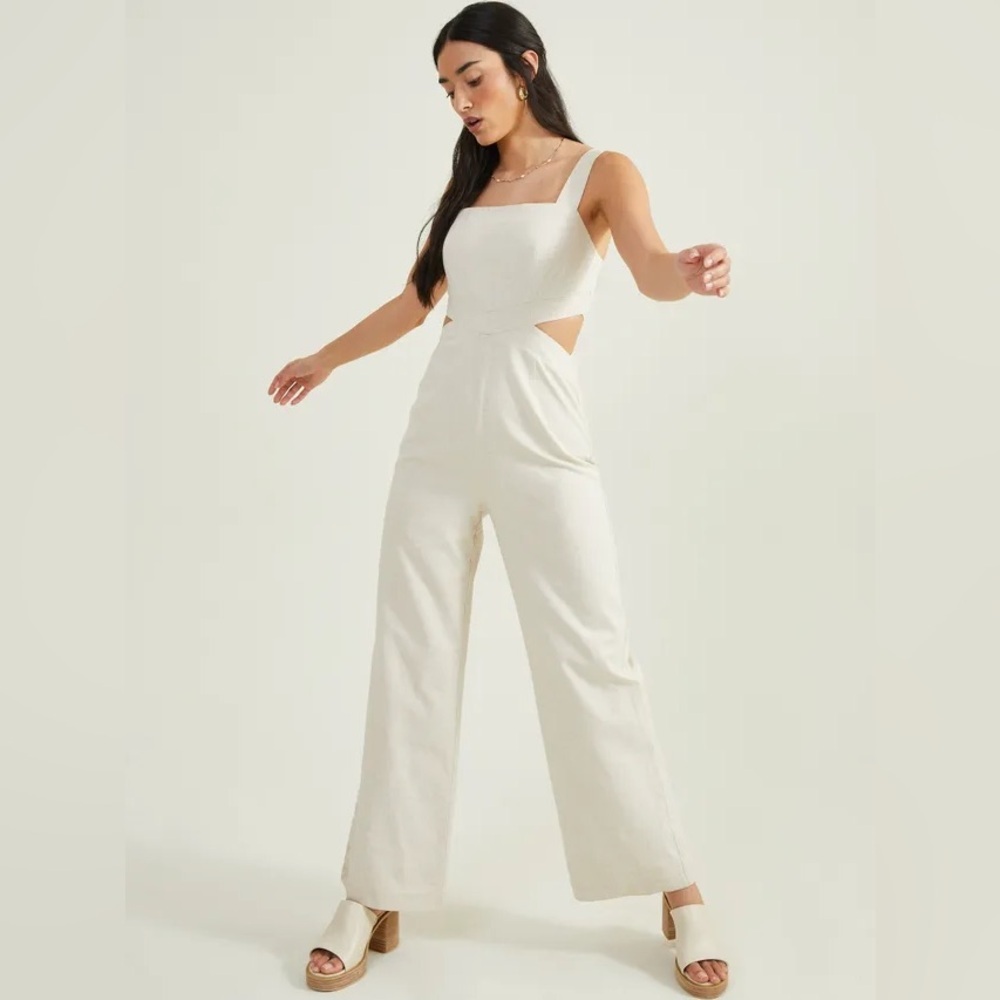 Altar'd State Ivory Wide-Leg Jumpsuit